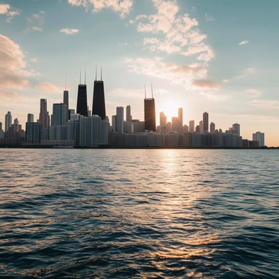 chicago skyline with view of lake michigan